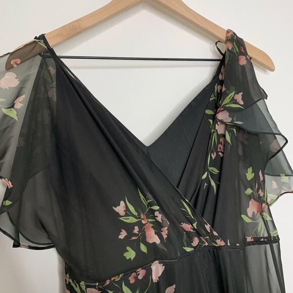 Jenny Yoo Cassie Flutter Sleeve Surplice Eden Gown Maxi Dress Womens Size 0 - Picture 6 of 16